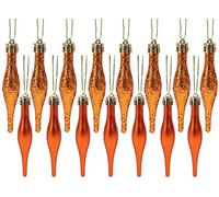 Confezione da 15-8,5 cm, 85mm (3.4") di palline a goccia - Opaco e glitter design - Palline di Natale (rame)