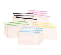 Confezione da 15 astucci vuoti in tela di cotone con cerniera, per trucchi, cosmetici, articoli da toeletta e articoli di cancelleria, Beige