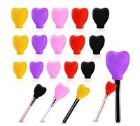 Confezione da 15 coperture per pennelli da trucco, 3 misure, in silicone, a forma di cuore, per pennelli da trucco e cosmetici, per viaggi, casa, organizer per riporre oggetti - 5 colori