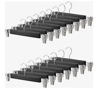 Confezione da 15 grucce in legno da 35,5 cm con clip, grucce nere per gonne e jeans, per organizzare al meglio l'armadio.