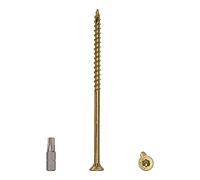 Confezione da 15 pezzi in acciaio zincato 6,0 x 130 mm giallo viti per legno, testa Torx, tipo 17, testa svasata, filettatura parziale, viti truciolari (15, 6,0 x 130 mm)