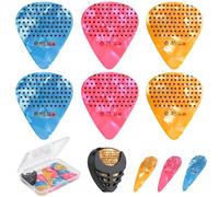 Confezione da 15 plettri antiscivolo per chitarra, 3 diversi plettri colorati in celluloide, 0,46 0,71 0,96 mm, include uno spessore sottile, medio pesante con porta plettri e scatola portaoggetti,