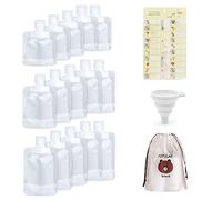 Confezione da 15 sacchetti portatili da viaggio, in plastica, con beccuccio, trasparenti, per lozioni da viaggio, shampoo, sacchetti divisori per cosmetici