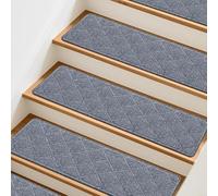 Confezione da 15 tappetini antiscivolo autoadesivi riutilizzabili, per gradini in legno, cuscinetti antiscivolo di sicurezza per casa, bambini e animali domestici, grigio, 20 x 76 cm ciascuno (20 x 76