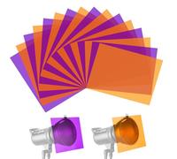 Confezione da 16 fogli di plastica trasparente in gel per luce di Halloween, sovrapposizioni colorate, correzione flash illuminazione, decorazioni per le vacanze, 20 x 20 cm (arancione e viola)