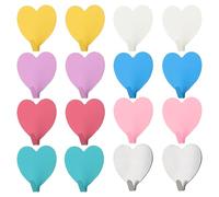 Confezione da 16 ganci a forma di cuore, ganci d'amore colorati, ganci in metallo, ganci autoadesivi, graziosi appendiabiti, ganci decorativi, accessori per la casa