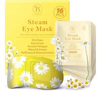 Confezione da 16 Maschere Riscaldanti alla Camomilla - Maschera a Vapore per Occhi Secchi, Gonfiore, Affaticamento e Rilassamento - Maschera Riscaldante Occhi Monouso per Sonno e Viaggio