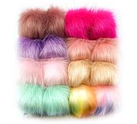 Confezione da 16 palline artificiali multicolore morbide con bottone staccabile, per borse in peluche, portachiavi, sciarpe, ciondoli, accessori per uomini, donne e bambini