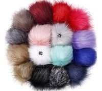 Confezione da 16 palline artificiali multicolore morbide con bottone staccabile, per borse in peluche, portachiavi, sciarpe, ciondoli, accessori per uomini, donne e bambini