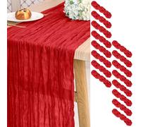 Confezione da 16 runner da tavola in garza da 3 m di lunghezza, colore rosso, stile bohémien, per matrimoni, addio al nubilato, feste, banchetti