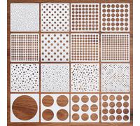 Confezione da 16 stencil rotondi per disegno, stencil geometrici rotondi a pois, stencil per pittura a cerchio, per disegnare mobili in legno, cuscini, pareti, album di ritagli, biglietti fai da te