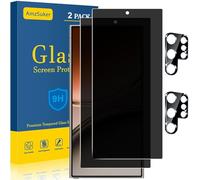 [Confezione da 2 + 2] Pellicola protettiva per la privacy compatibile con Galaxy S25 Ultra 5G [supporto per sblocco impronte digitali] - 2 pellicole in vetro temperato + 2 pellicole protettive per