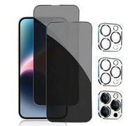(Confezione da 2+2) Pellicola protettiva per la privacy per iPhone 16 Pro - Vetro temperato scuro 9H, compatibile con le custodie, senza bolle