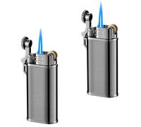 Confezione da 2 accendini a gas Mini Jet Lighter Jetflame con copertura protettiva, in metallo, ricaricabili Torch Lighter, idea regalo per uomini (nero, senza gas)