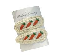 Confezione da 2 accessori per capelli da ragazza, design con frutta ricamata, in pizzo, comodi, perfetti per feste, in tessuto