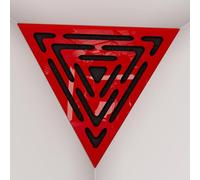 Confezione da 2 - Acoustic Corner Ceiling Bass Trap «Triangolo» | Schiuma fonoassorbente-diffusa con piastra forata laminata HDF | Lato triangolo anteriore: 42 cm | [Plastica lucida rossa |