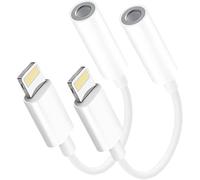 Confezione da 2 adattatori da Lightning a jack / iPhone Aux [certificato MFi] Dongle a jack da 3,5 mm per iPhone, adattatore per cuffie Aux, connettore audio per iPhone14/13/X/XS/XR/8/7