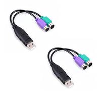 Confezione da 2 adattatori da PS2 a USB, convertitore da tastiera PS/2 a USB, cavo da 7,44 pollici con chip IC integrato, compatibile con mouse e tastiera PS2, adattatore USB Plug and Play per PC