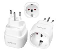 Confezione da 2 adattatori da viaggio dalla Svizzera alla Germania, adattatore per presa con blocco di sicurezza, tipo Svizzera UE, alimentatore, per Svizzera, Giordania, Liechtenstein, bianco