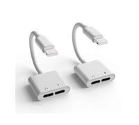 Confezione da 2 adattatori jack per cuffie per ricarica iPhone 7/8Plus/X/Xr/Xs/SE/11/12/Pro/Max/iPad, adattatore per dongle, accessori per caricabatterie, connettori audio, auricolari, doppio splitter