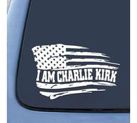 Confezione da 2 adesivi in vinile con scritta "I am Charlie Kirk", a True Patriot, Charlie Kirk, regalo per preghiere di giustizia sociale, impermeabili, decorazioni per finestre, auto, camion
