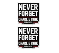 Confezione da 2 adesivi per paraurti auto Charlie Kirk Forever in Our Hearts, True American Hero, RIP Charlie Kirk Silenced But Not Forgotten Freedom Worth Fighting Fly High in Lovin Memory Truck