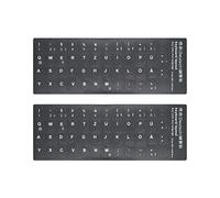 Confezione da 2 adesivi universali per tastiera russa per computer portatile, tastiera desktop, tastiera del computer, sfondo nero con lingua bianca