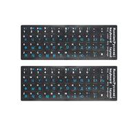 Confezione da 2 adesivi universali per tastiera russa per computer portatile, tastiera desktop, tastiera del computer, sfondo nero con lingua bianca