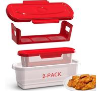 Confezione da 2 Agitatori per pastelli di pesce, Shaker per pastelli, Shreader per pastelli con vassoio per impanature, vaschetta con coperchi per friggere le ali di pollo Anelli di cipolla di pesce