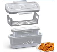 Confezione da 2 Agitatori per pastelli di pesce, Shaker per pastelli, Shreader per pastelli con vassoio per impanature, vaschetta con coperchi per friggere le ali di pollo Anelli di cipolla di pesce