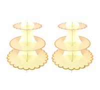 Confezione da 2 alzatine in cartone per cupcake a 3 ripiani per cupcake e dessert in cartone torre rotonde per compleanni, feste, anniversari, baby shower (giallo)