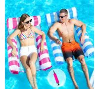 Confezione da 2 amache gonfiabili per piscina, 4 in 1, per adulti, per piscina, giocattoli da piscina, sedia relax per piscina, materasso, zattera reclinabile, tappetino da spiaggia per vasca