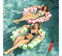 Confezione da 2 amache gonfiabili per piscina, multiuso 4 in 1, con 1 pompa ad aria, poltrona a rete e materasso per divano, per adulti, piscina estiva e spiaggia