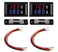 Confezione da 2 amperometro digitale a LED da 0,28", ampermetri: DC 0 - 100 V, 50 A, voltmetro con shunt, doppio indicatore di colore rosso e blu, rilevatore di tensione Ampere, multimetro, tester di