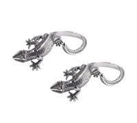 Confezione da 2 anelli aperti 3D a forma di lucertola, color argento antico, gioielli gotici per donne e uomini