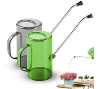 Confezione da 2 annaffiatoio lungo in acciaio inox, per piante da interno, annaffiatoio da interni, 1 litro per piante esterne, giardinaggio, piante sospese, piante grasse, fiori, verde e grigio