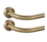 Confezione da 2 aste per tende a disco in bronzo anticato, 71-122 cm, asta regolabile per tende oscuranti, con terminali e staffe in alluminio, design curvo