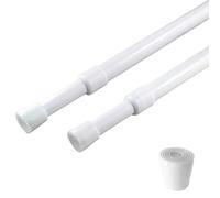 Confezione da 2 aste per tende regolabili da 71 a 100 cm, diametro 5/8", colore bianco, aste piccole e corte espandibili a molla per finestre, bagno, armadi, cucina
