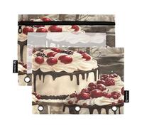 Confezione da 2 astucci a 3 anelli, con finestrella trasparente, con cerniera, per bambini, casa, viaggio, contenitore nero personalizzato per torte di tendenza su Pixiv Concept Art Style