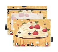 Confezione da 2 astucci per matite a 3 anelli, con finestrella trasparente, con cerniera, per scuola, ufficio, appuntamenti, torte, teatro