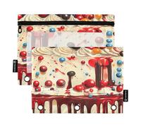 Confezione da 2 astucci per matite per raccoglitori a 3 anelli, con finestra trasparente con cerniera, per scuola, ufficio ppuntamenti, torte, circo