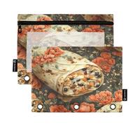 Confezione da 2 astucci per matite per raccoglitori a 3 anelli, con finestra trasparente con cerniera, astuccio per penne e cosmetici, organizer per cosmetici, forniture greco burrito in stile cinese