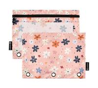 Confezione da 2 astucci per matite per raccoglitori a 3 anelli, con finestrella trasparente, astuccio con cerniera, astuccio per cosmetici, per ufficio, università, festa dei genitori, bellissimi