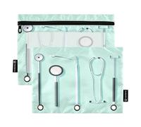 Confezione da 2 astucci per matite per raccoglitori a 3 anelli, con finestrella trasparente, astuccio con cerniera per scuola, ufficio, classe, medici, giorno bisturi