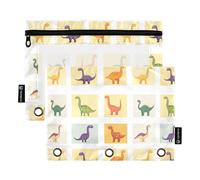 Confezione da 2 astucci per matite per raccoglitori a 3 anelli, con finestrella trasparente, per cosmetici, con cerniera, per ufficio e per tutti i giorni, forniture universitarie con dinosauri