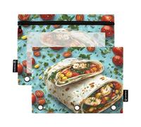 Confezione da 2 astucci per matite per raccoglitori a 3 anelli, con finestrella trasparente, per cosmetici, con cerniera, per scuola, ufficio, cosmetici, articoli per bambini, burrito greco, stile