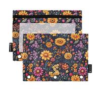 Confezione da 2 astucci per matite standard a 3 anelli, con finestrella trasparente, con cerniera, per scuola, ufficio, classe, farina d'avena istantanea, stile messicana