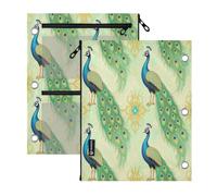Confezione da 2 astucci per raccoglitori ad anelli 3-D, stile pavone perlato, 27,9 x 22,9 cm