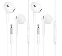 Confezione da 2 auricolari cablati con jack da 3,5 mm, cuffie in-ear con isolamento acustico, con microfono integrato e controllo del volume, compatibili con iPhone/iPad/Samsung/HuaWei/Computer/PC.