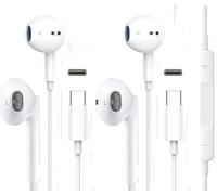 Confezione da 2 auricolari con cavo USB C tipo C, con microfono e cancellazione del rumore, per iPhone 15, iPad Pro, Samsung Galaxy S23/S22/S21/S20/Ultra Note 10/20, Pixel 7/6/6a/5/4
